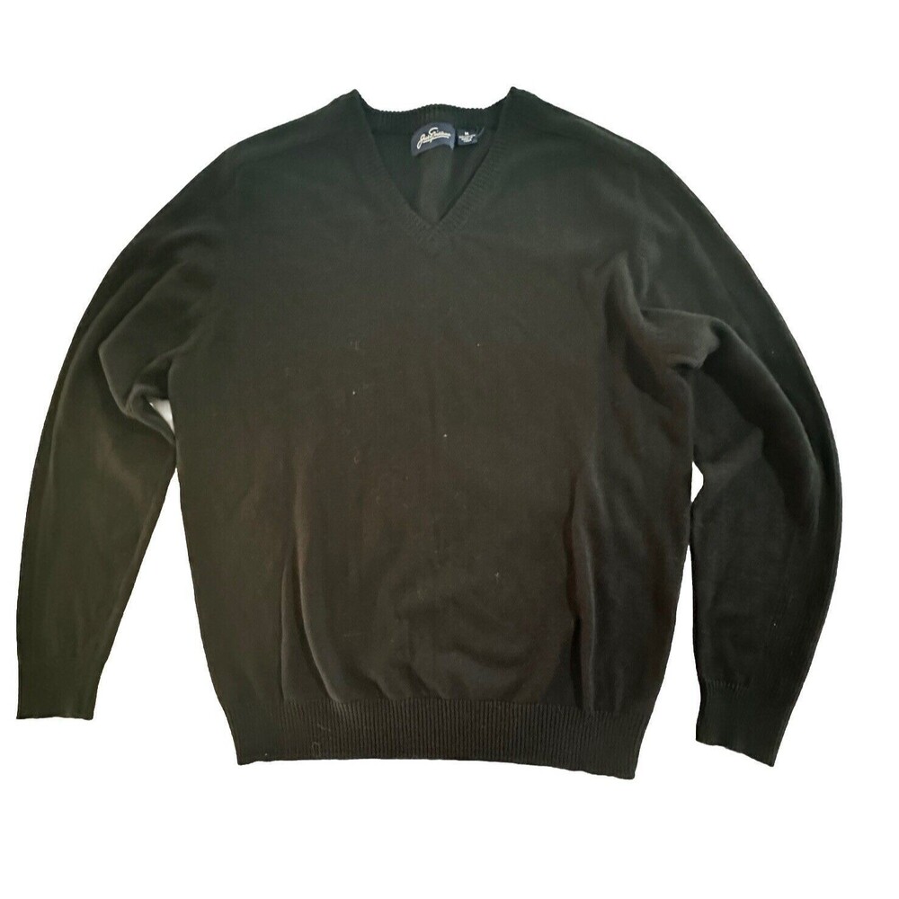 Jack Nicklaus Sweater Mens Medium Black 100% Cotton V Neck Casual Golf Golfing